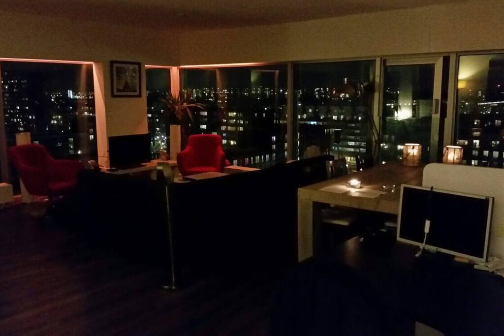 Amazing Panorama night view over Amsterdam