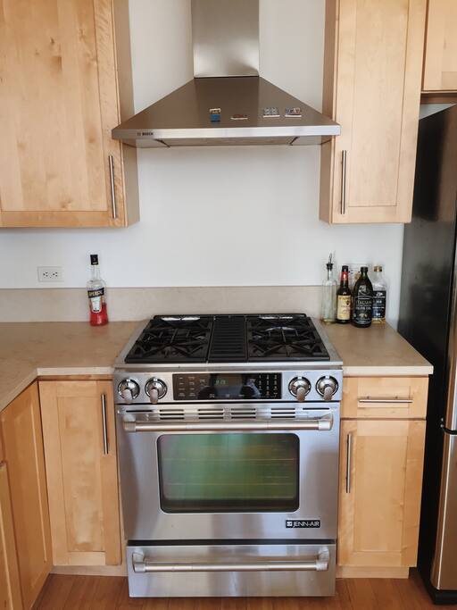 Closer look at the stove and oven
