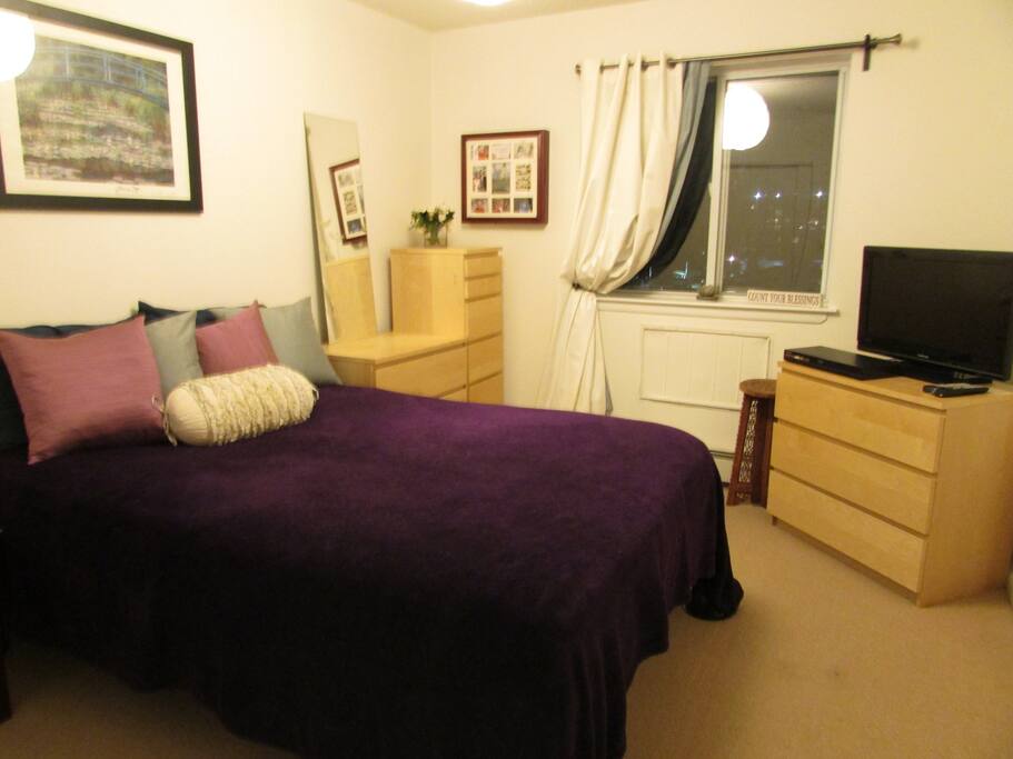 Your Bedroom with TV, Large Window and lots of light.