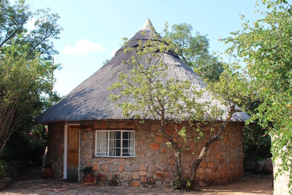 Front entrance to lodge, with parking area adjacent