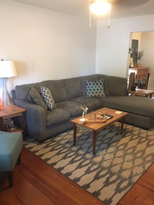 Spacious living room with sectional
