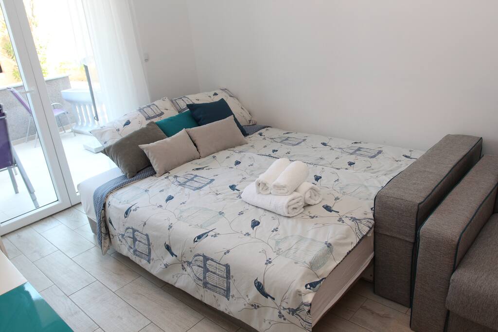 Spacious studio apartment with comfortable pull -out sofa dimensions 160×200 cm