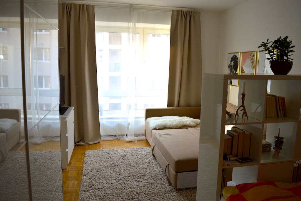 Schlaf-/Wohnzimmer mit ausklappbarem Schlafsofa