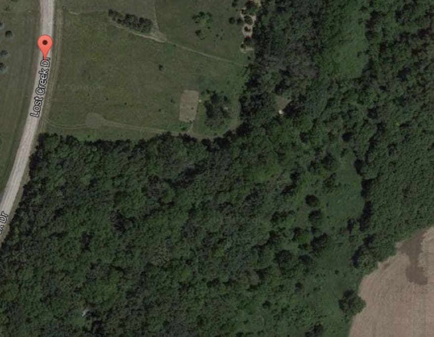 Aerial view of our 5 acre propery before the house was built