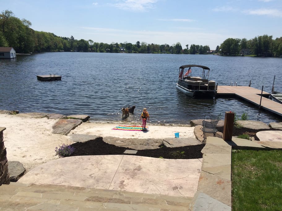 Fine beach sand trucked in for lake side relaxing or playing