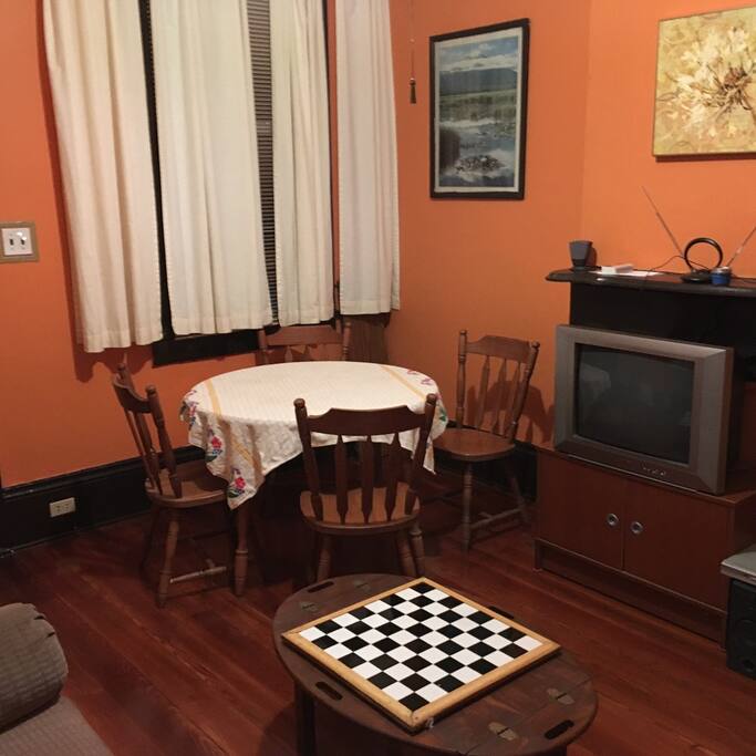 This is the 'front room' as they're called in the Channel. It's a living room/dining/game room combo