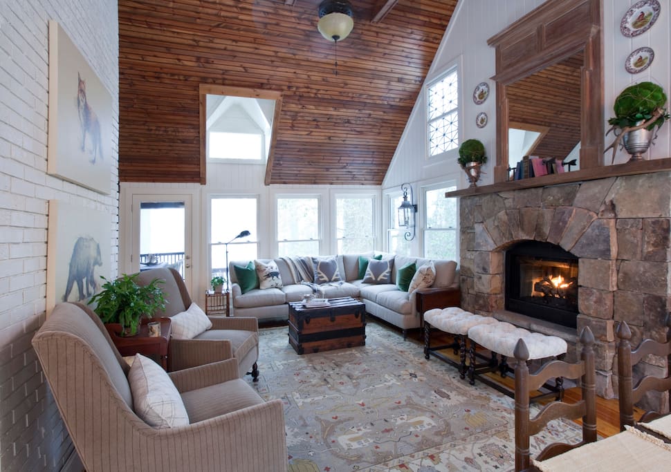 The other side of the Great Room has a comfy sectional that overlooks the lake..Great spot for a nap.