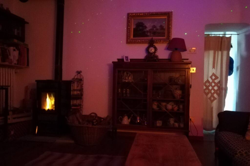 Romantic fire in the living room