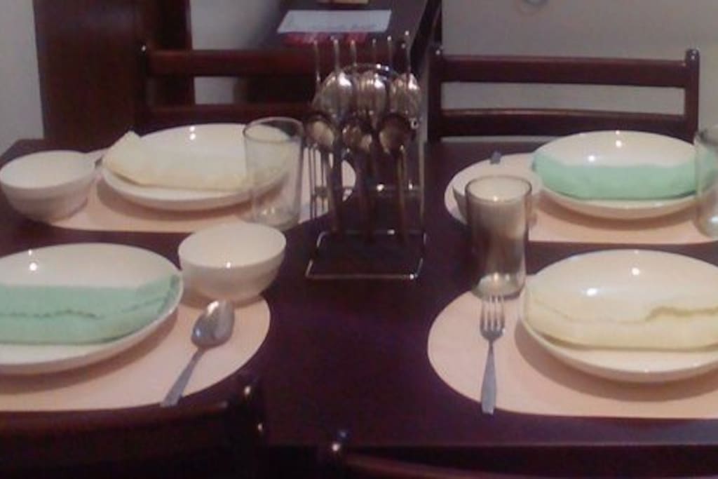 Table setting in dining area