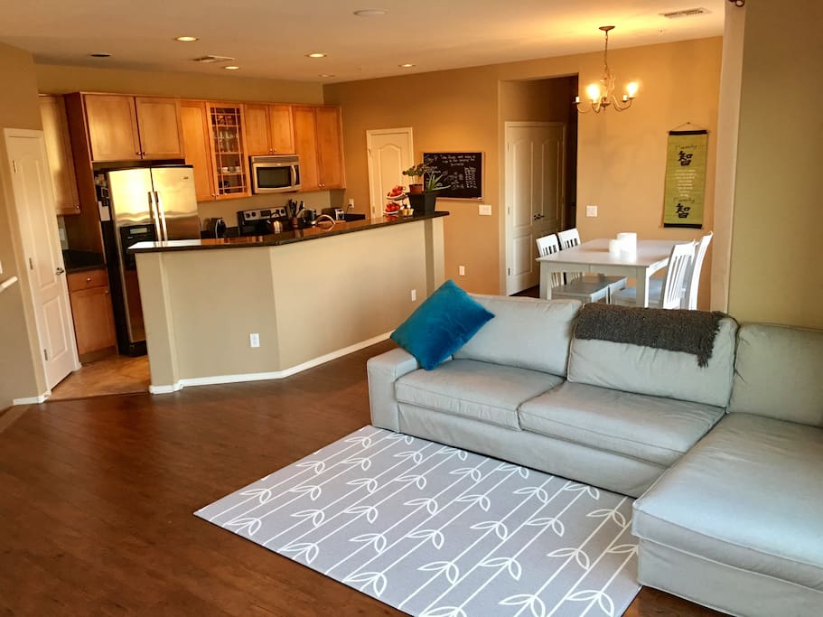 Living-dining-kitchen area / open floor plan