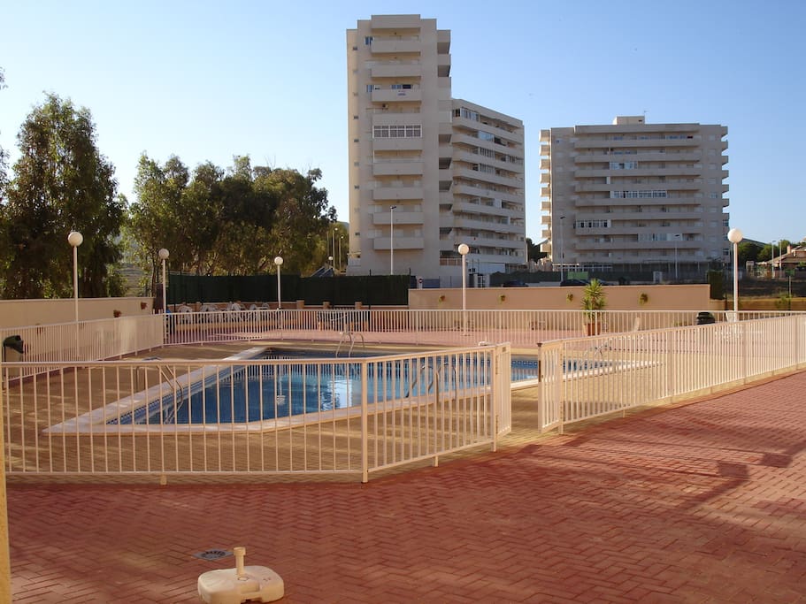 Enclosed communal pool area