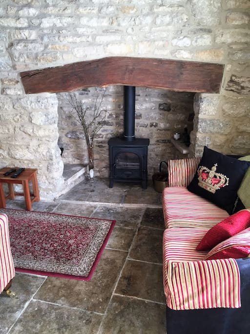 The original 1720's fire place in the sitting room.