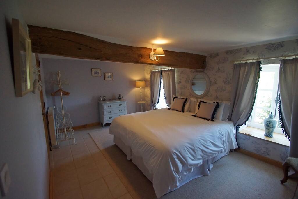 Ground floor large double or twin room with wide doorway access and private bathroom with walk in shower.