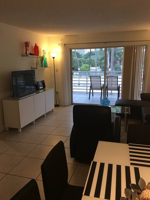 View of the pool area, from the living room...
