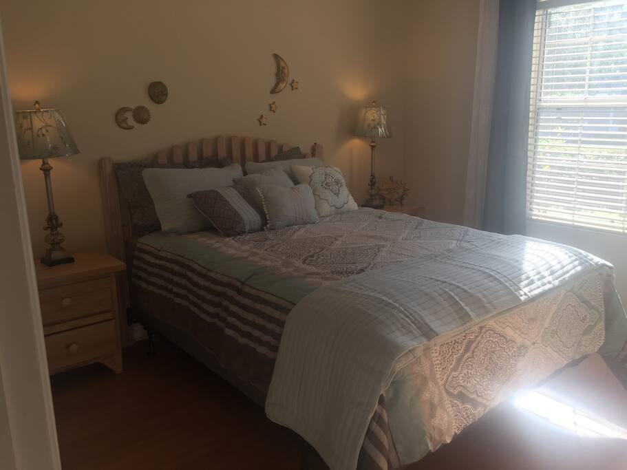 Cozy Queen size bed.