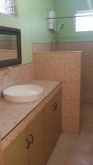 Bathroom with hot & cold shower