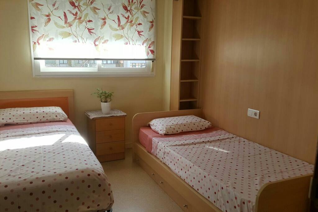 Bright twin bedroom