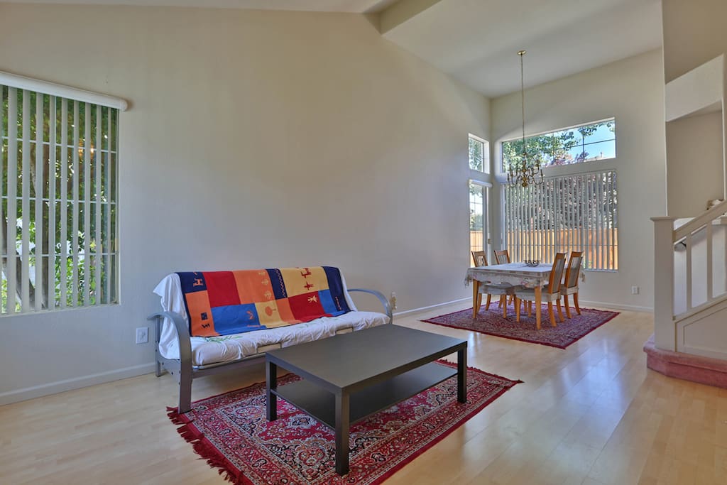 Living Room with High Ceiling