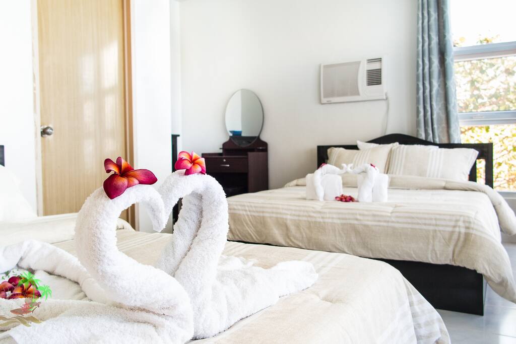 Ample space for four people with two double beds.