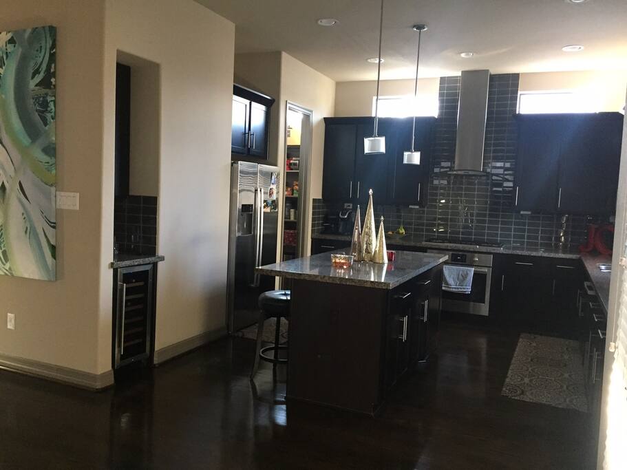View from bar into kitchen
