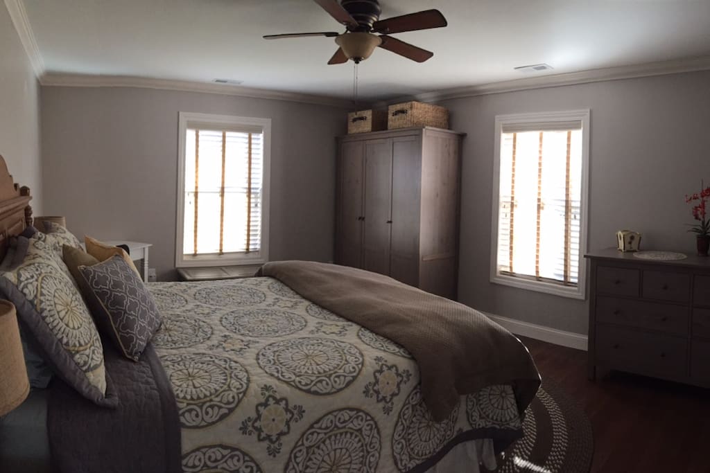 The master bedroom is quite large has desk for working in solitude form your other guests.