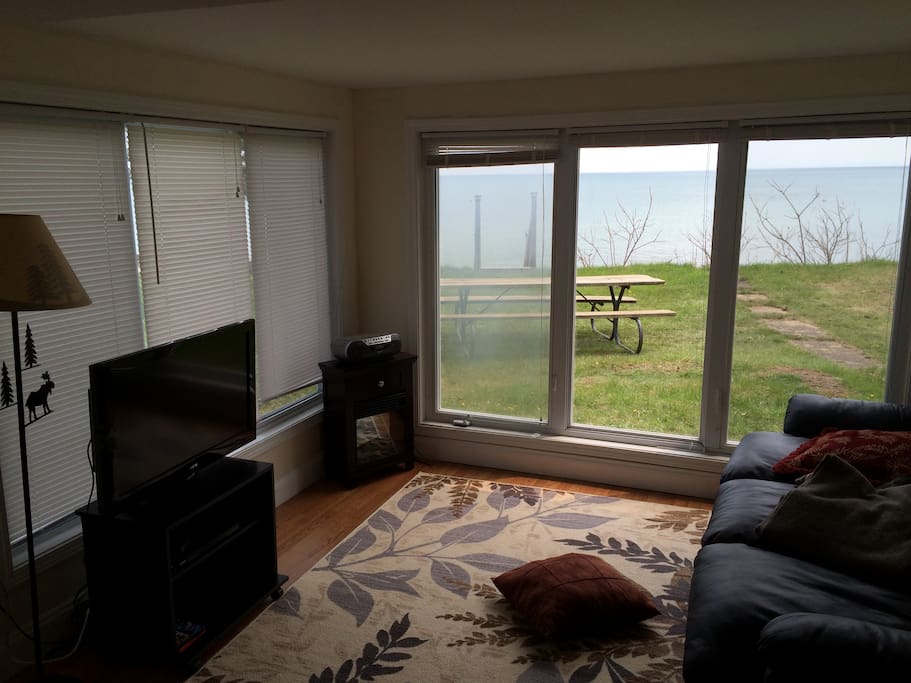 Living room with pull out couch.