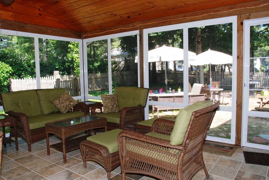 Awesome porch with seating for 10. Overlooks outdoor picnic and BBQ area.
