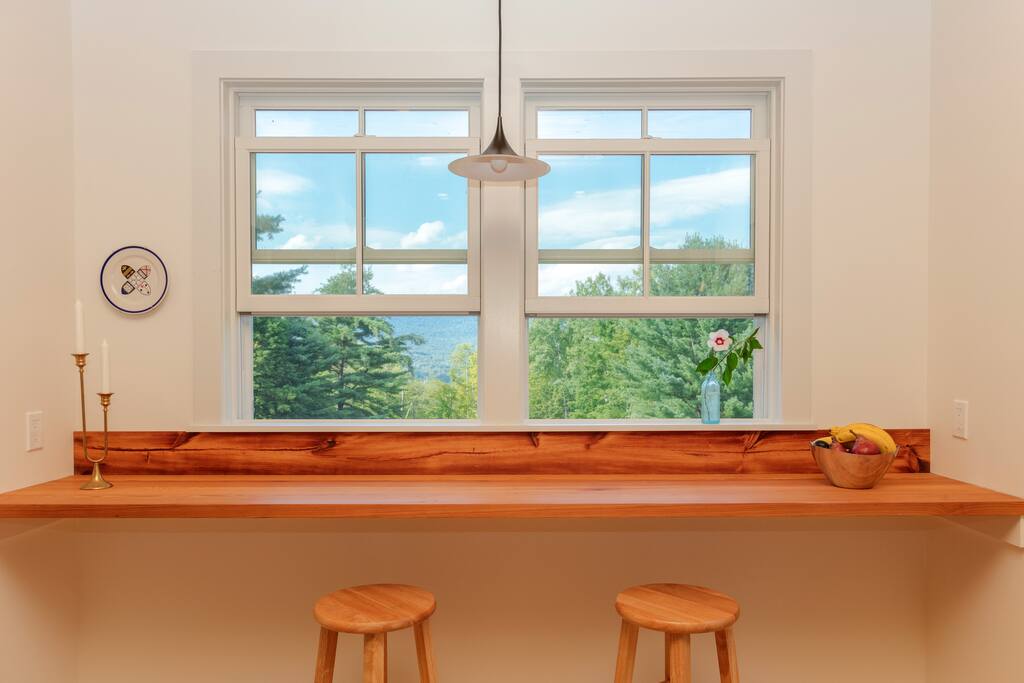 Kitchen bar with view north