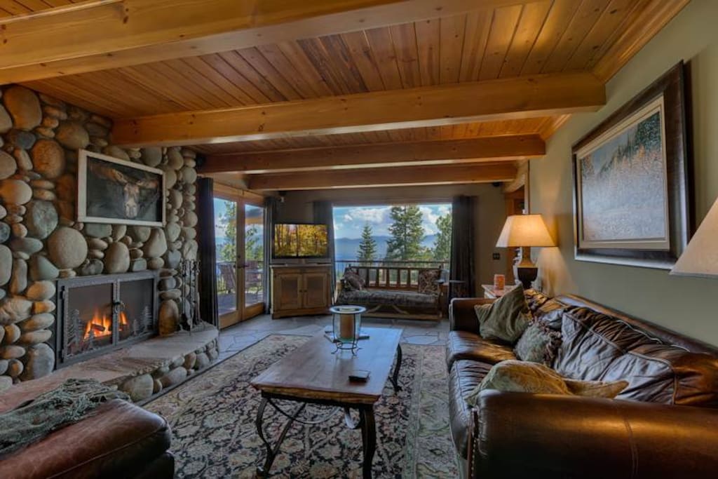 Lovely living room with views in main house