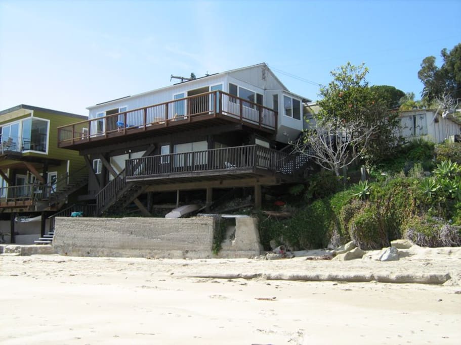 The cottage from the beach. Rental is top floor, lower studio remains vacant during your stay.
