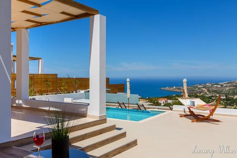 Myrtia Villa★Prive Heated Glass Pool★Jacuzzi★View★