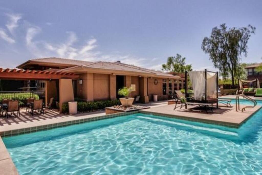Gorgeous pools with covered cabanas