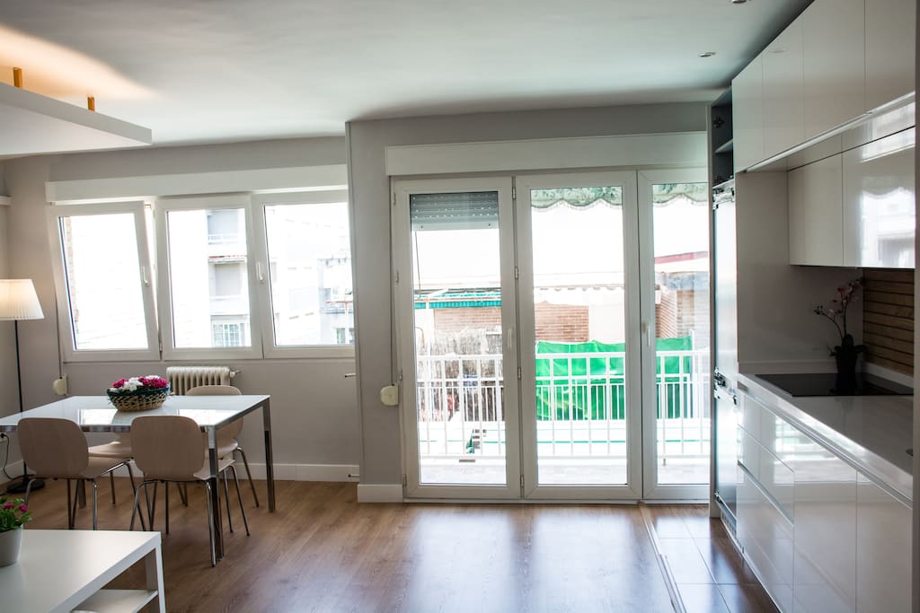 Salon and balcony