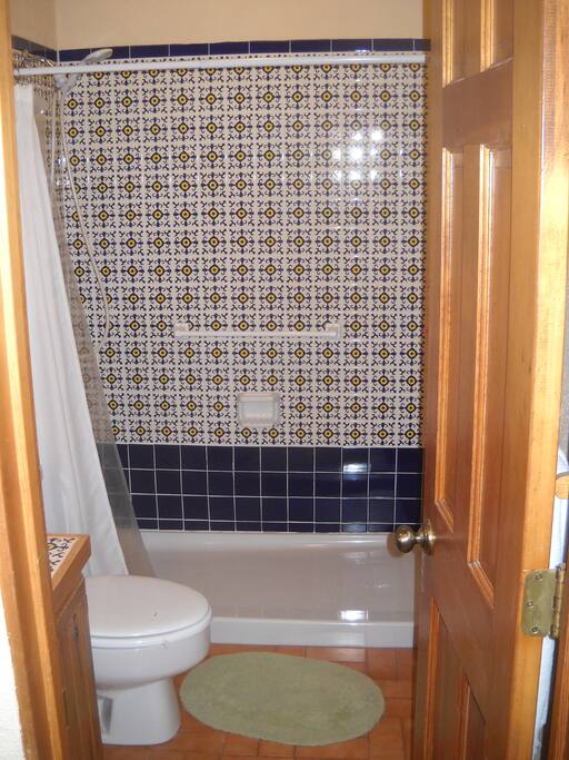 Large tiled shower.