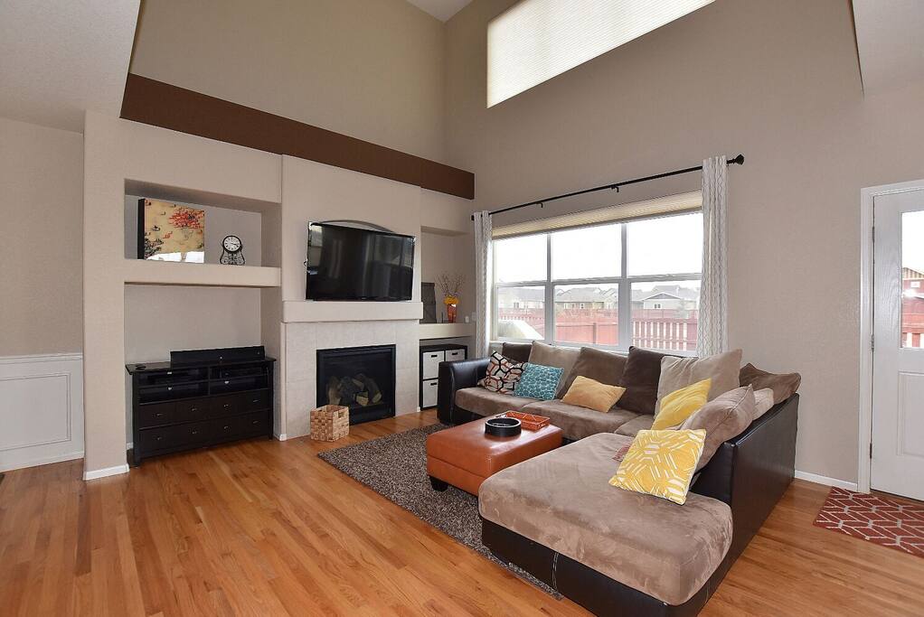 Living room with fireplace