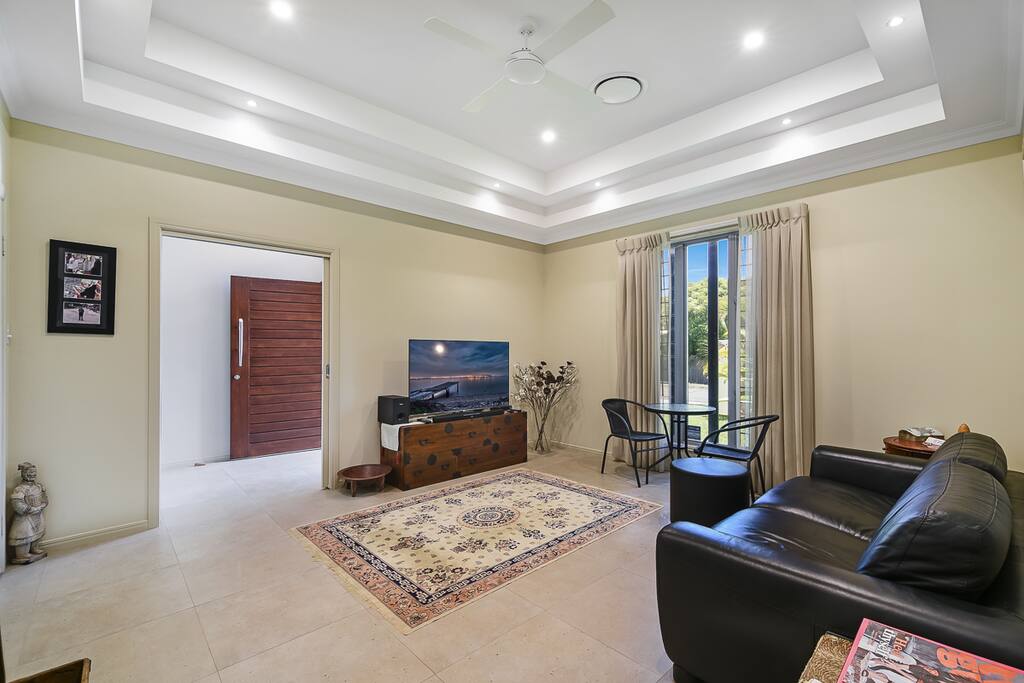 Private lounge room, with Smart TV, media box and sound system
