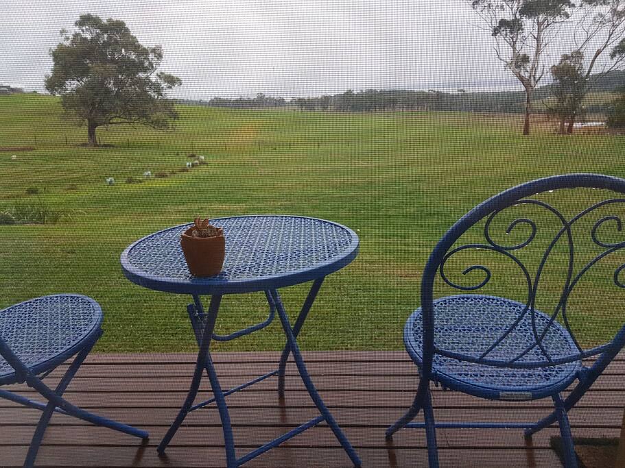 Putt your self on the chaairss, water views, superb view over the pristine fields and calm waters to French Island..