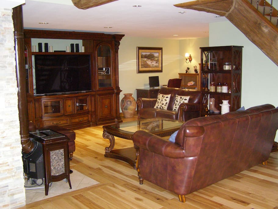 Living room with large screen TV
