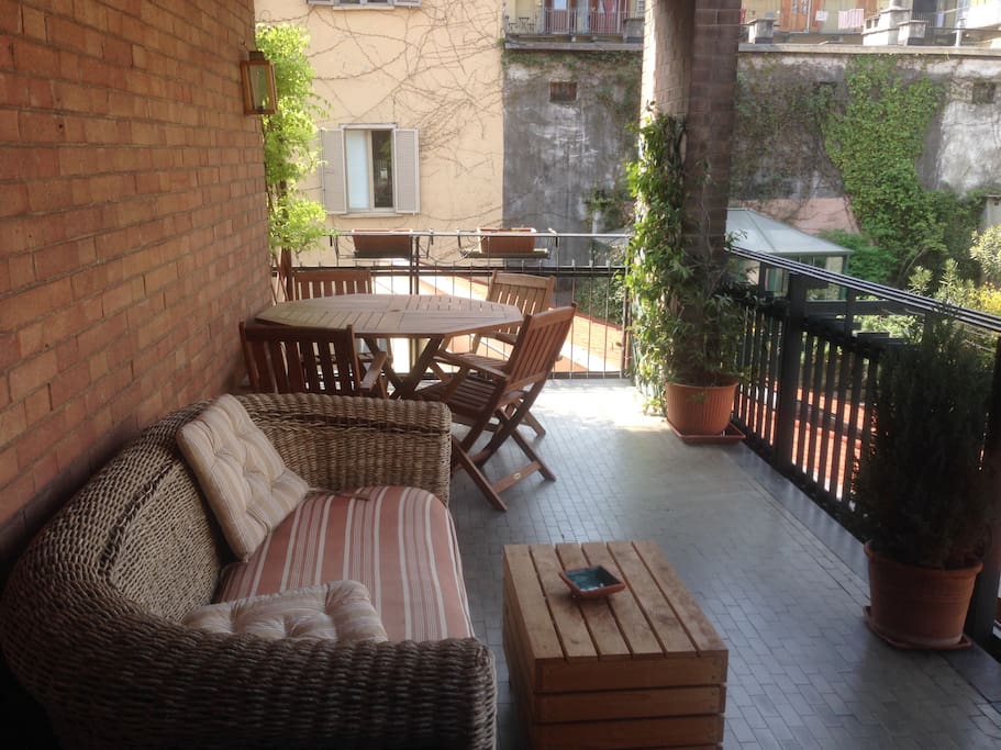 Terrace with table and sofa