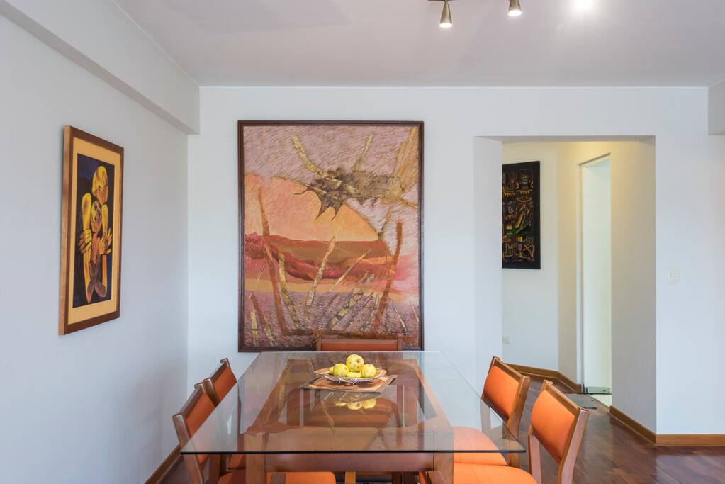 Comedor con Mesa de vidrio templado para seis personas