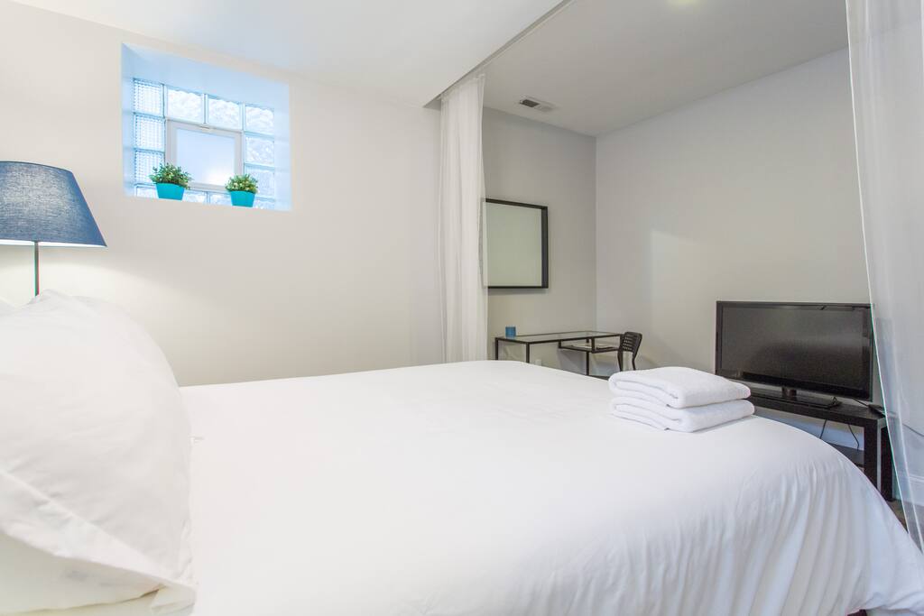 32'' HDTV in your room. Smart TV with local channels and many amenities like Netflix, Hulu etc.