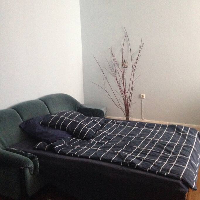 Sehr gemütliche (teure) Schlafcouch mit einer echten Matratze, ist wie ein Bett