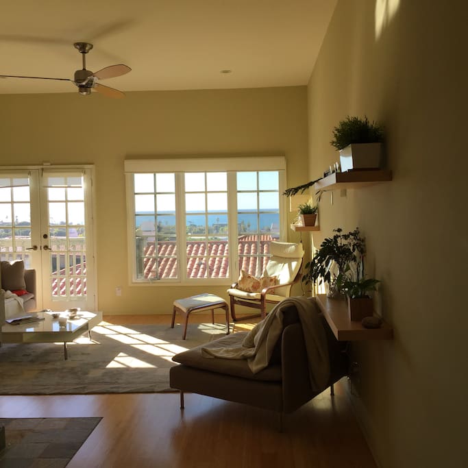 Sunny view from entry way with panoramic 180 degree ocean vistas