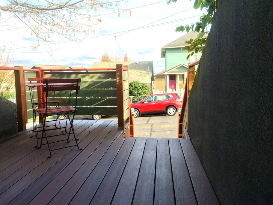 The hangout deck is big enough to be like an outdoor room.