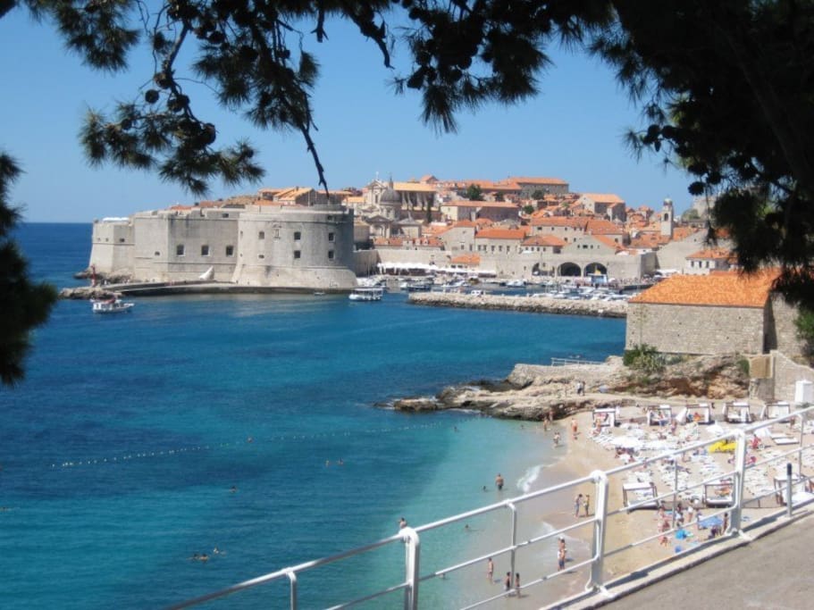 The beautiful city beach in Dubrovnik, Croatia