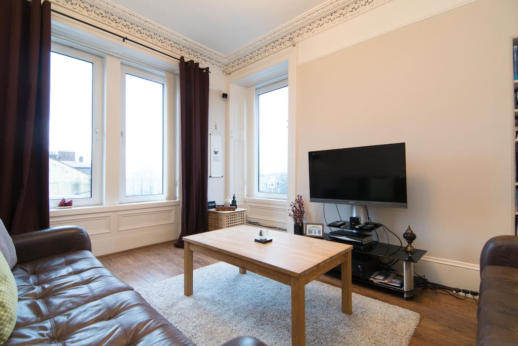 Plenty of natural light and entertainment system.