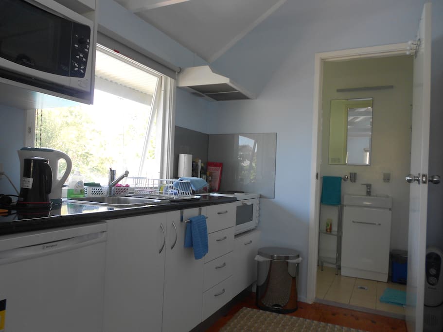 kitchen over looking the pool