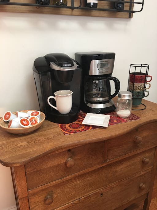 If you're a coffee lover like I am, help yourself to the coffee bar in the kitchen!
