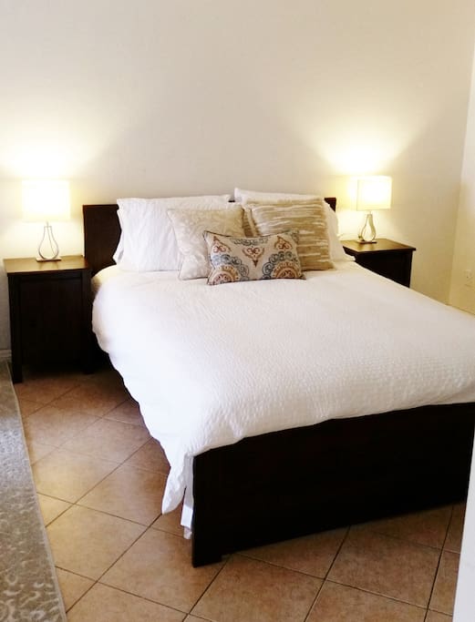 A comfortable, queen sized bed...