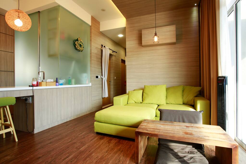 Spacious high ceiling and comfy living room.